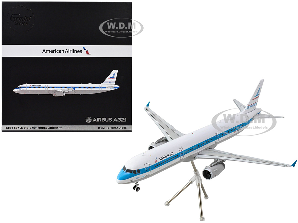 Airbus A321 Commercial Aircraft American Airlines - Piedmont (N581UW) White with Blue Stripes Gemini 200 Series 1/200 Diecast Model Airplane by GeminiJets