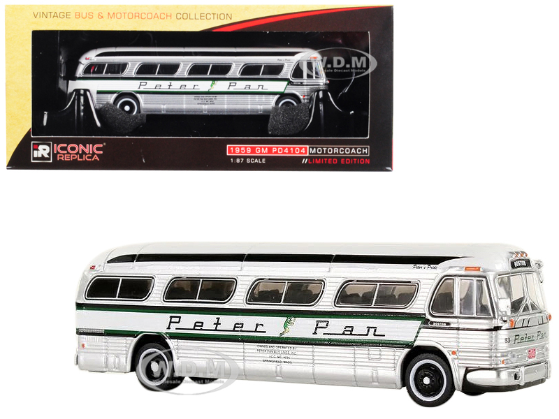 1959 Gm Pd4104 Motorcoach "peter Pan" (boston Massachusetts) "vintage Bus & Motorcoach Collection" 1/87 Diecast Model By Iconic Replicas