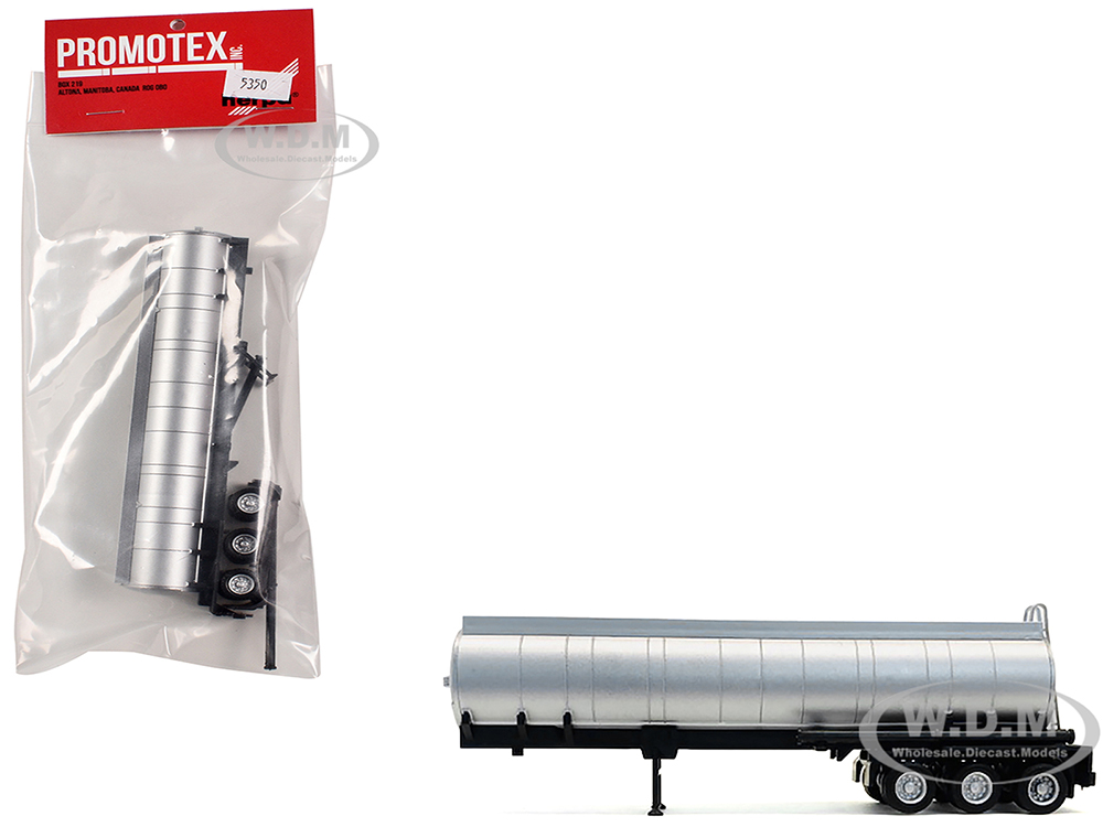 3-Axle Chemical Tanker Trailer Silver 1/87 (HO) Plastic Model by Promotex