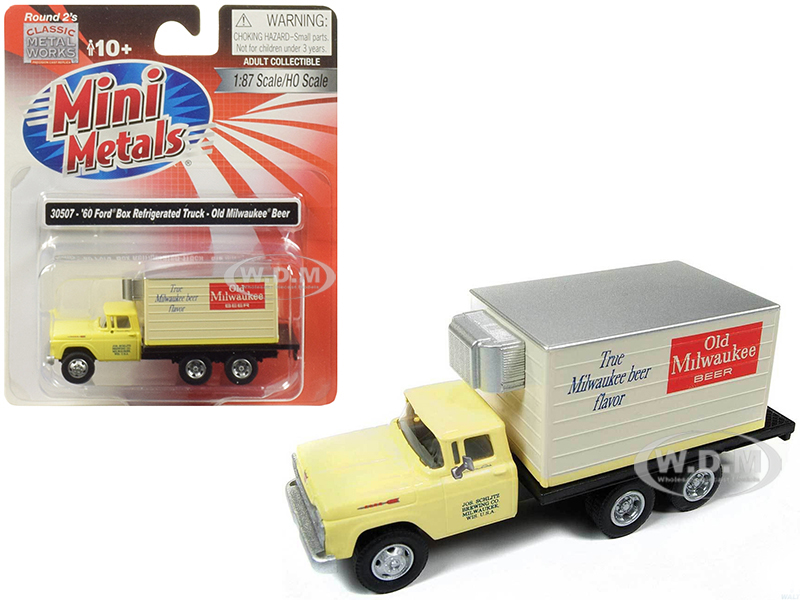 1960 Ford Box (reefer) Refrigerated Truck "old Milwaukee Beer" Yellow 1/87 (ho) Scale Model By Classic Metal Works