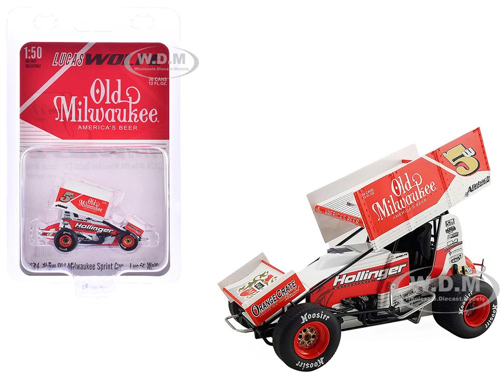 Winged Sprint Car #5W Lucas Wolfe Old Milwaukee Allebach Racing World of Outlaws (2024) 1/50 Diecast Model Car by ACME