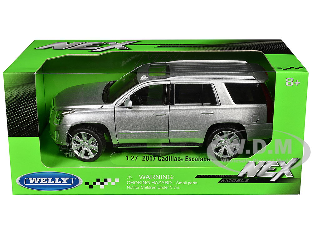 2017 Cadillac Escalade with Sunroof Silver Metallic 1/24-1/27 Diecast Model Car by Welly