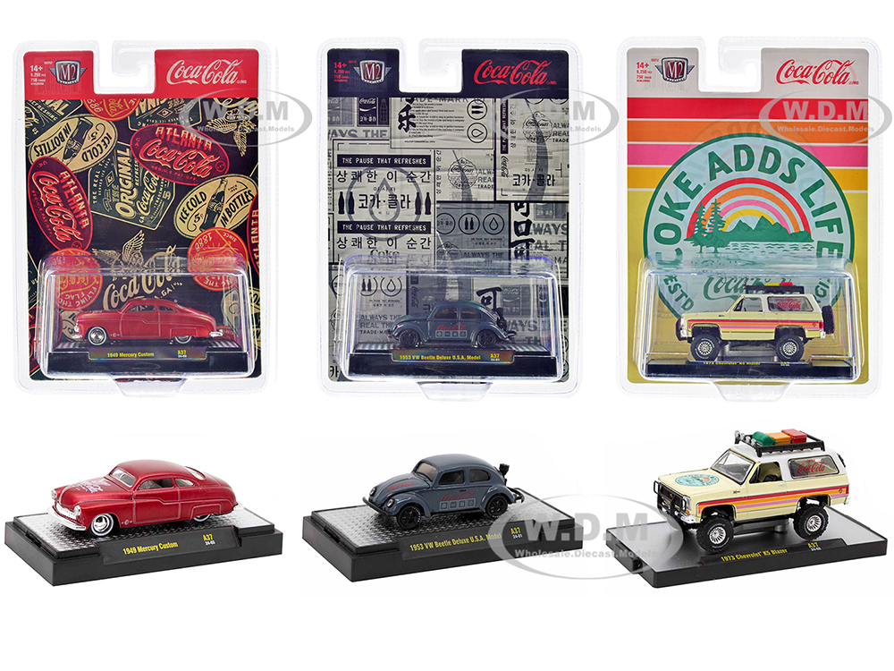 Coca-Cola Set of 3 pieces Release 37 Limited Edition to 10000 pieces Worldwide 1/64 Diecast Model Cars by M2 Machines