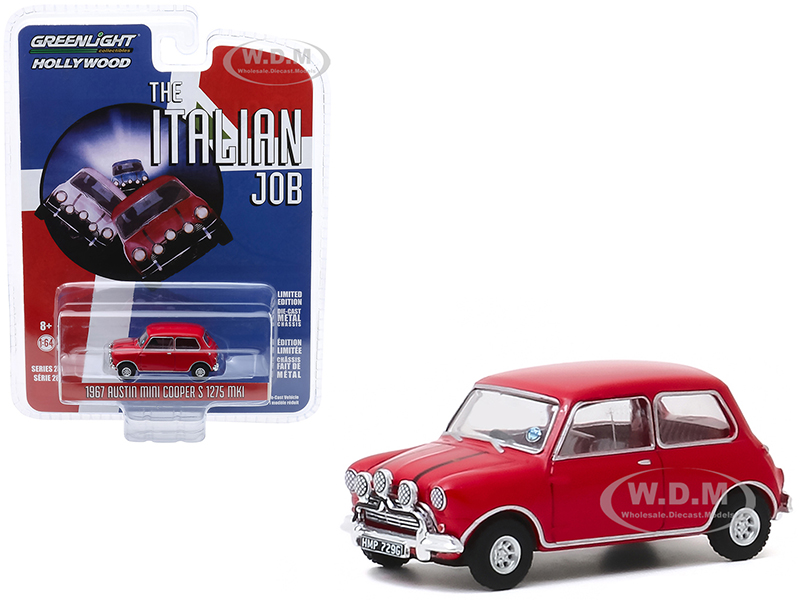 1967 Austin Mini Cooper S 1275 MkI Red The Italian Job (1969) Movie Hollywood Series Release 28 1/64 Diecast Model Car by Greenlight