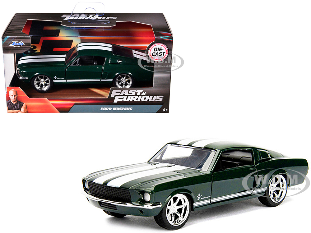 Seans Ford Mustang Dark Green with White Stripes Fast &amp; Furious Movie 1/32 Diecast Model Car by Jada