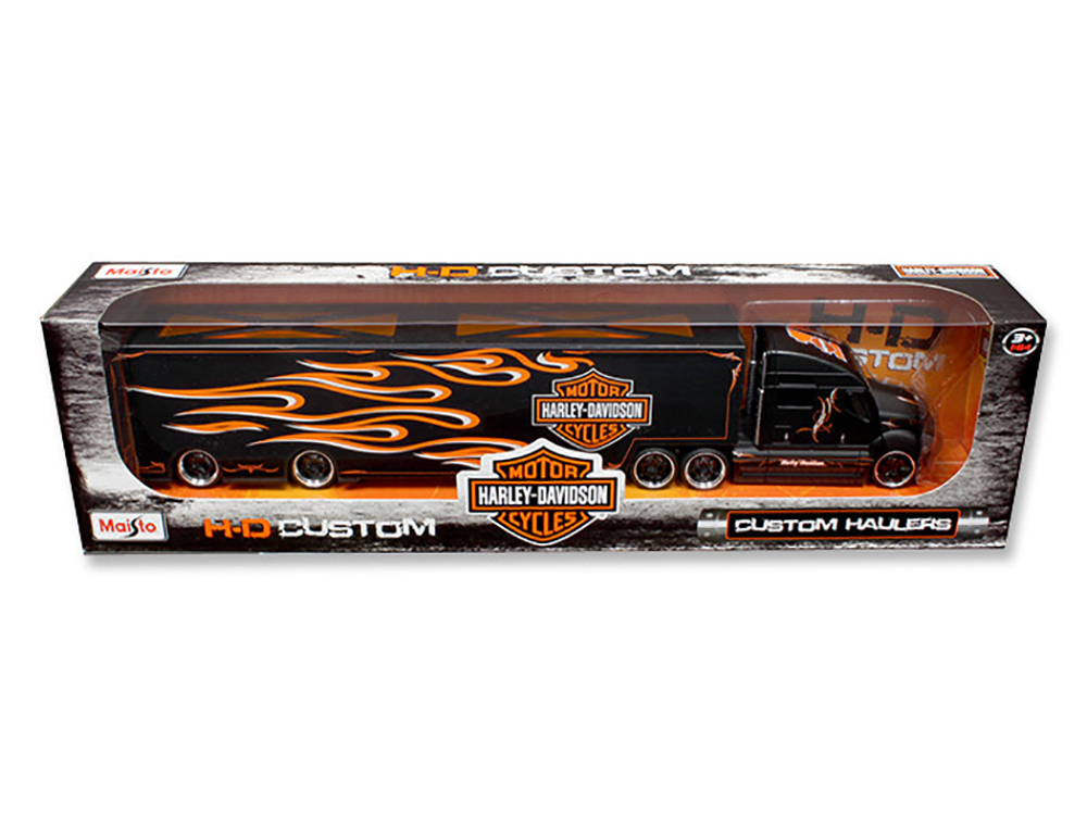 Harley Davidson Custom Hauler Trailer Black Custom Haulers Series 1/64 Diecast Model by Maisto