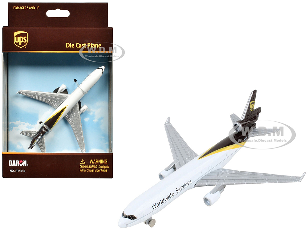 McDonnell Douglas MD-11 Commercial Aircraft UPS Worldwide Services (N281UP) White with Brown Tail Diecast Model Airplane by Daron