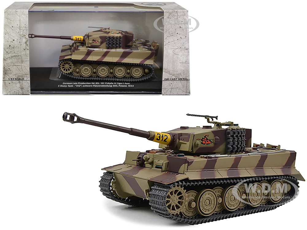 German Late Production Sd. Kfz. 181 PzKpfw VI Tiger I Ausf. E Heavy Tank #312 Schwere Panzerabteilung 505 Poland 1944 1/43 Diecast Model by AFVs of WWII