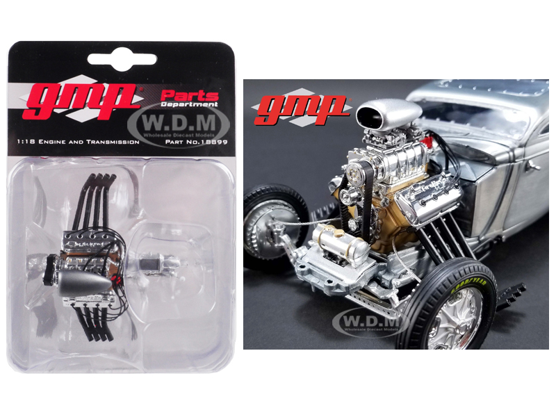 Drag Engine And Transmission Replica From 1934 Blown Altered Coupe 1/18 Model By Gmp
