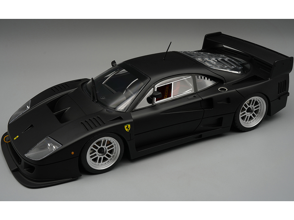 Ferrari F40 LM Matt Black with Enkei Silver Wheels Press Version (1996) Mythos Series Limited Edition to 75 pieces Worldwide 1/18 Model Car by Tecnomodel