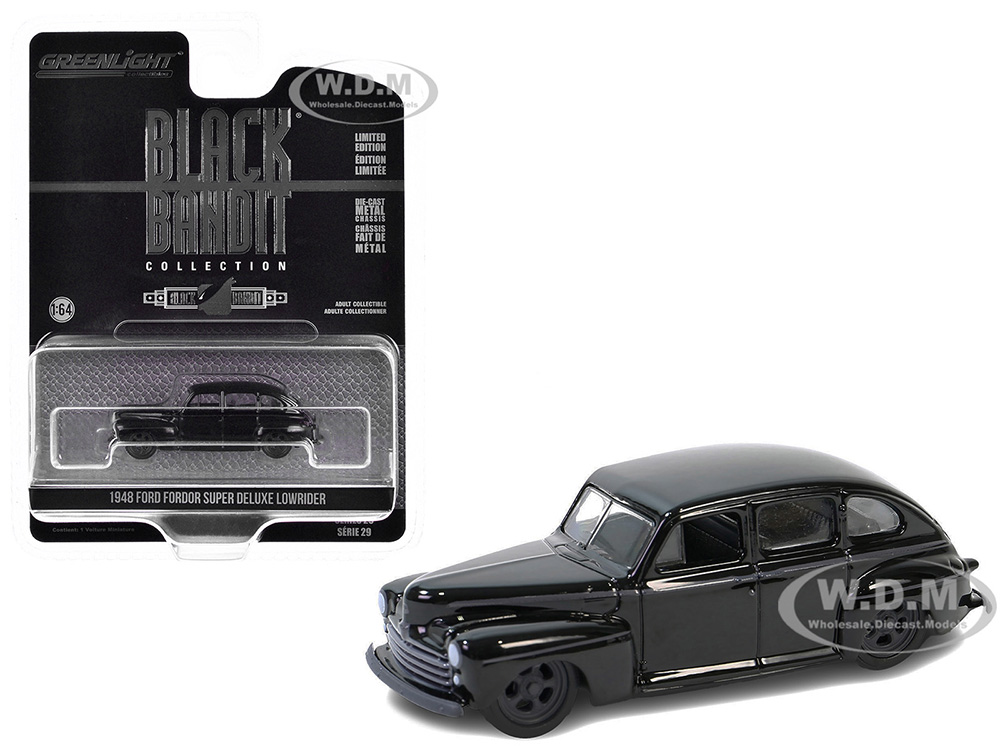 1948 Ford Fordor Super Deluxe Lowrider Black Black Bandit Series 29 1/64 Diecast Model Car by Greenlight