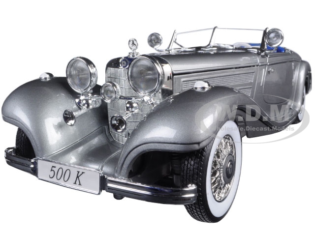 1936 Mercedes 500K Special Roadster Grey 1/18 Diecast Model Car by Maisto