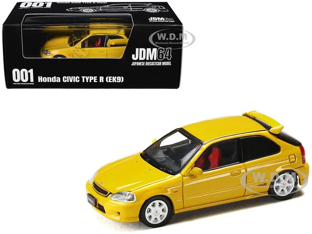 Honda Civic Type R (EK9) RHD (Right Hand Drive) Sunlight Yellow "JDM64" Series 1/64 Diecast Model Car by Hobby Japan