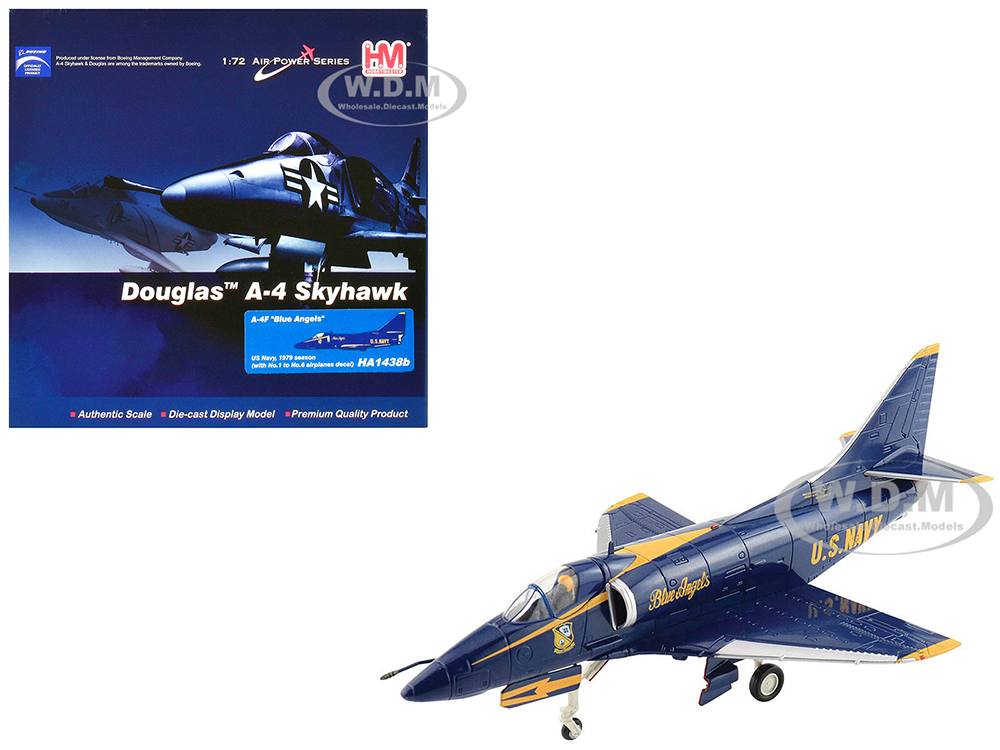 Douglas A-4F Skyhawk Aircraft Blue Angels 1979 Season #1-6 Decals United States Navy Air Power Series 1/72 Diecast Model by Hobby Master