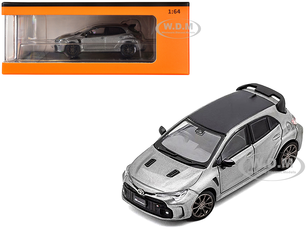 2022 Toyota GR Corolla RHD (Right Hand Drive) Gray Metallic with Black Top 1/64 Diecast Model Car by GCD