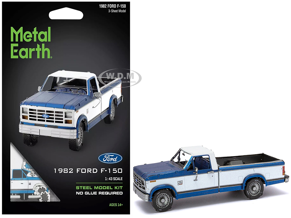 UPC 032309000047 product image for Model Kit 1982 Ford F-150 Pickup Truck Blue and White (Moderate Difficulty) Stee | upcitemdb.com