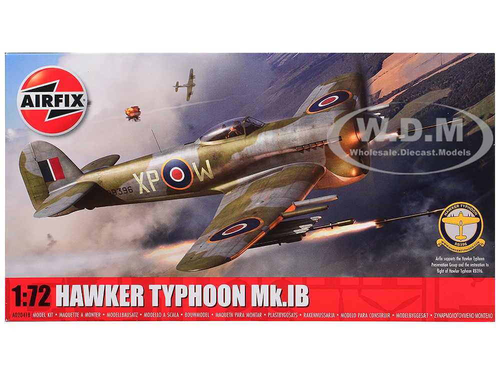 Level 1 Model Kit Hawker Typhoon Mk.IB Aircraft with 2 Scheme Options 1/72 Plastic Model Kit by Airfix