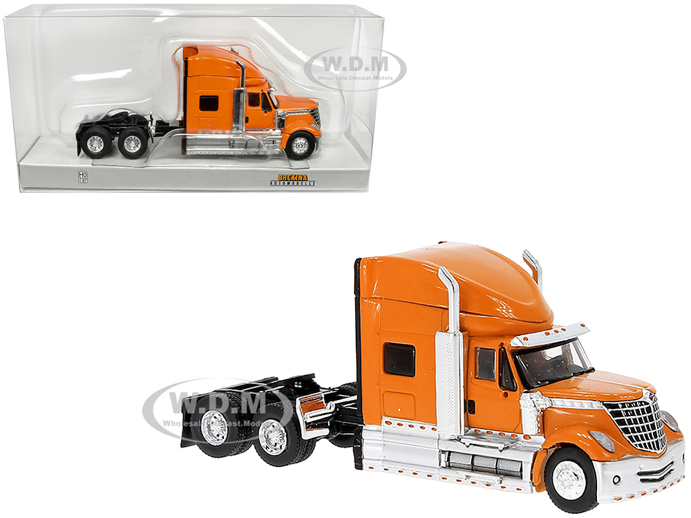 2010 International Lonestar Truck Tractor Orange 1/87 (HO) Scale Model Car by Brekina