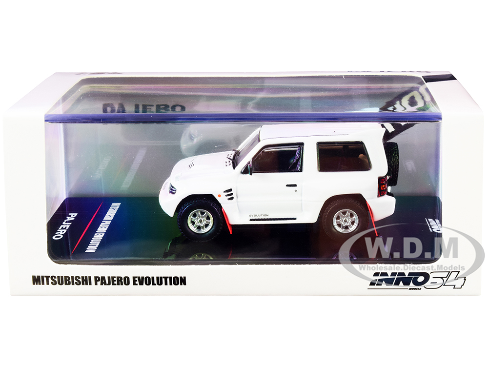 Mitsubishi Pajero Evolution RHD (Right Hand Drive) White with Extra Wheels 1/64 Diecast Model Car by Inno Models