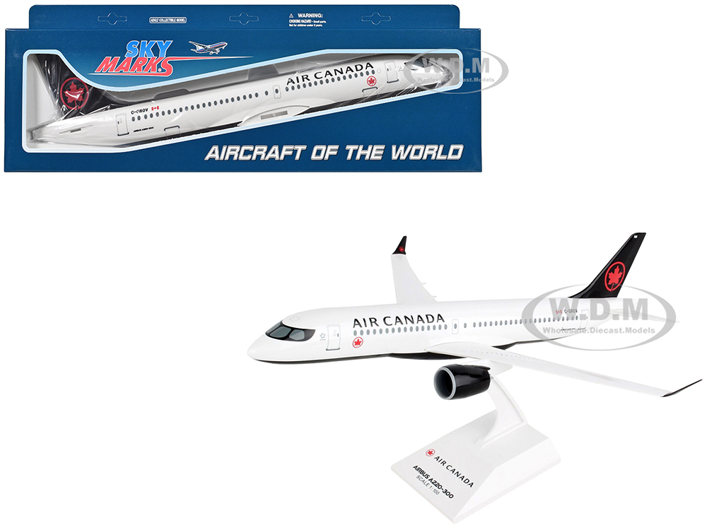 Airbus A220-300 Commercial Aircraft Air Canada (C-GROV) White with Black Tail (Snap-Fit) 1/100 Plastic Model by Skymarks