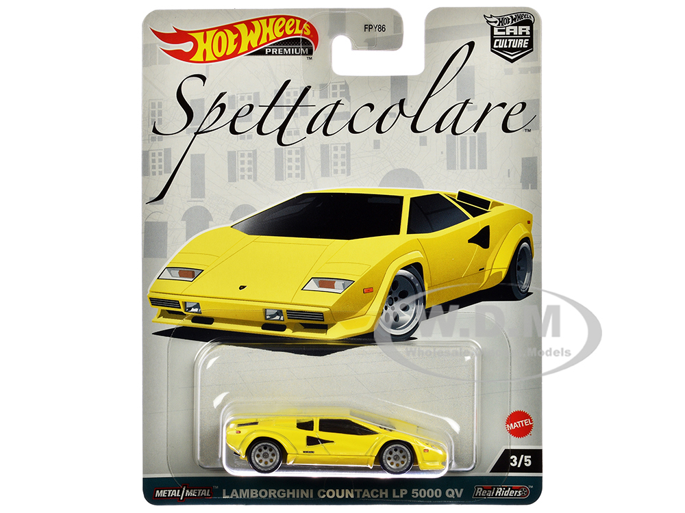 Lamborghini Countach LP 5000 QV Yellow Spettacolare Series Diecast Model Car by Hot Wheels