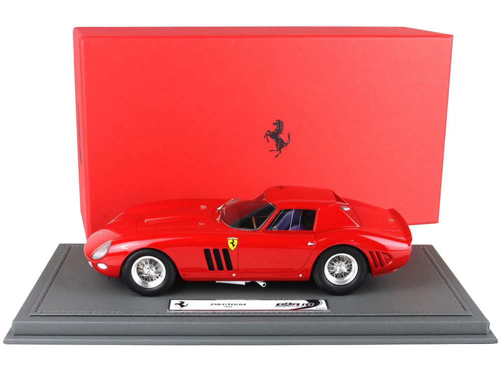 1964 Ferrari 250 GTO Red (Street Version) with DISPLAY CASE Limited Edition to 250 pieces Worldwide 1/18 Model Car by BBR