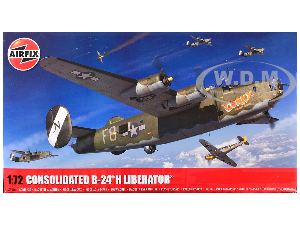 Level 3 Model Kit Consolidated B-24H Liberator Bomber Aircraft with 2 Scheme Options 1/72 Plastic Model Kit by Airfix