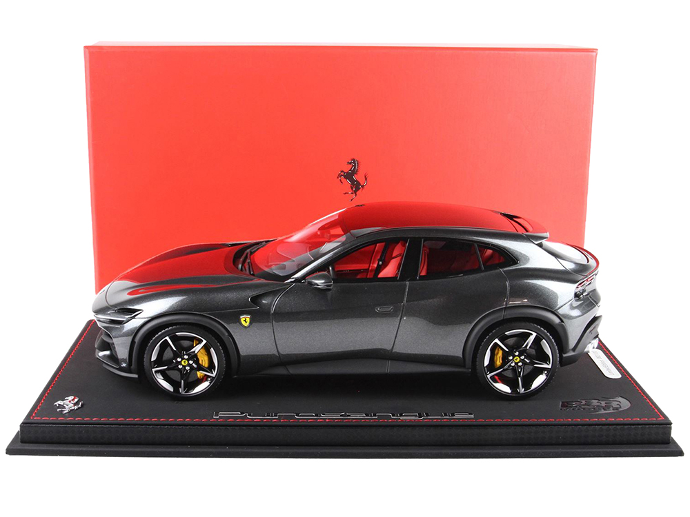 Ferrari Purosangue Grigio Silverstone Gray Metallic with DISPLAY CASE Limited Edition to 100 pieces Worldwide 1/18 Model Car by BBR