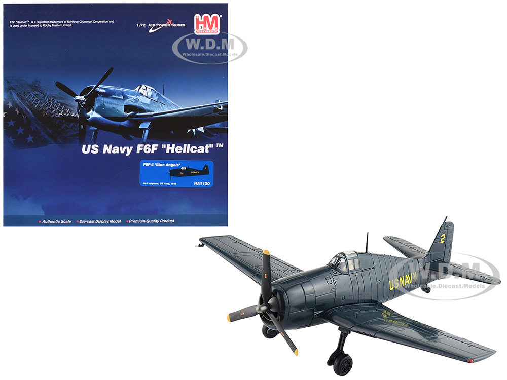 Grumman F6F-5 Hellcat Fighter Aircraft "Blue Angels 2" (1946) United States Navy "Air Power Series" 1/72 Diecast Model by Hobby Master