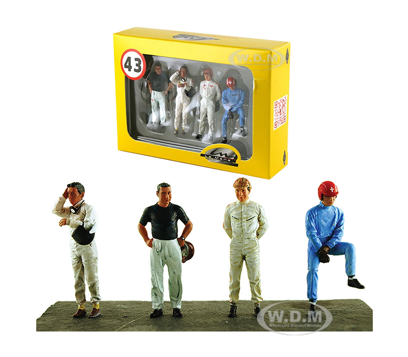 Drivers Set Of 4 Figurines For 1/43 Diecast Model Cars By Lemans Miniatures