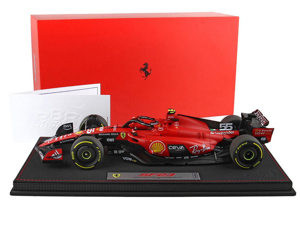 Ferrari SF-23 #55 Carlos Sainz Formula One F1 Belgian GP (2023) Limited Edition to 24 pieces Worldwide 1/18 Diecast Model Car by BBR