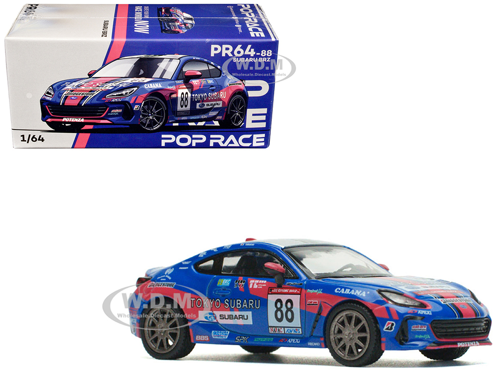 Subaru BRZ #88 Blue with Graphics Tokyo Subaru Racing 1/64 Diecast Model Car by Pop Race