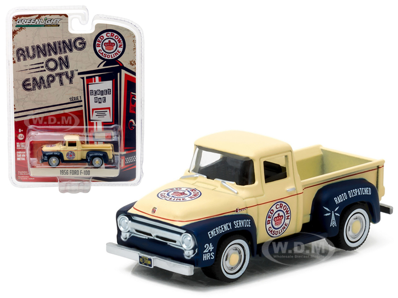 1956 Ford F-100 Red Crown Gasoline Pickup Truck 1/64 Diecast Model Car By Greenlight