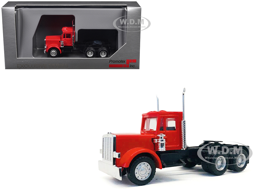 Peterbilt Short Day Cab with Updated Grill Red 1/87 (HO) Plastic Model Car by Promotex