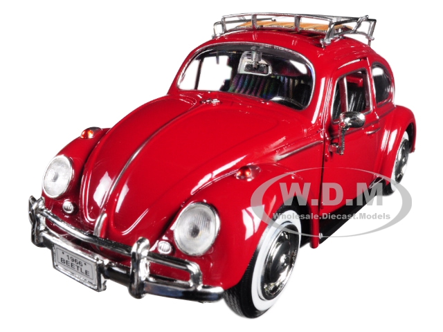 1966 Volkswagen Classic Beetle Red 1/24 Diecast Car Model By Motormax