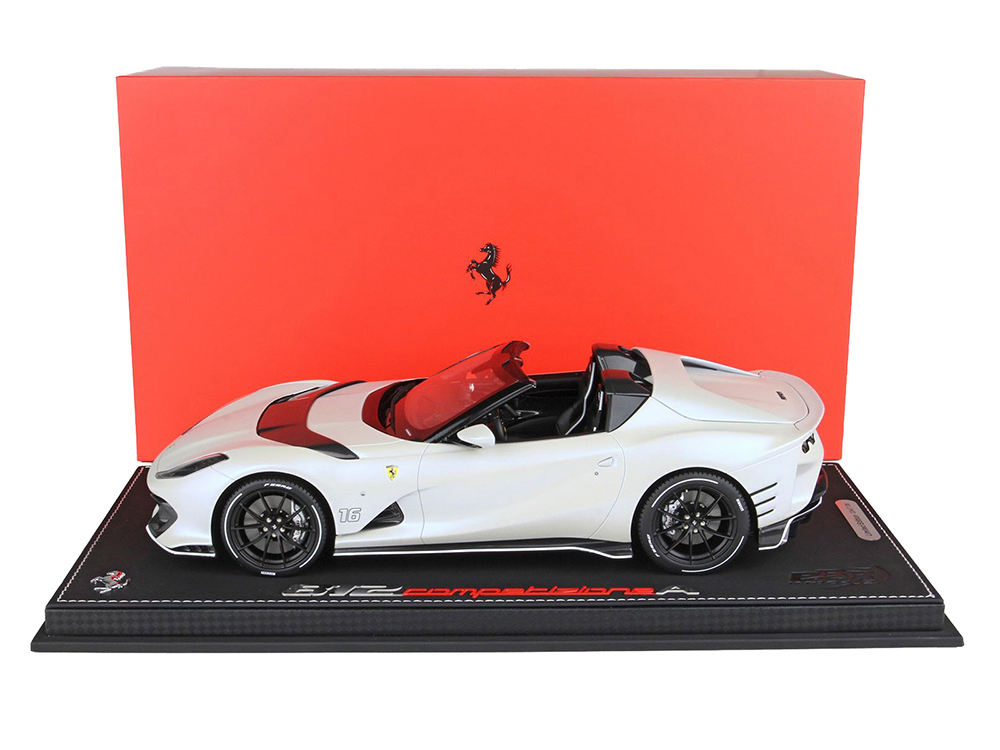 Ferrari 812 Competizione Aperta 16 Bianco Onda Marina (Matt White Metallic) With DISPLAY CASE Limited Edition To 136 Pieces Worldwide 1/18 Model Car