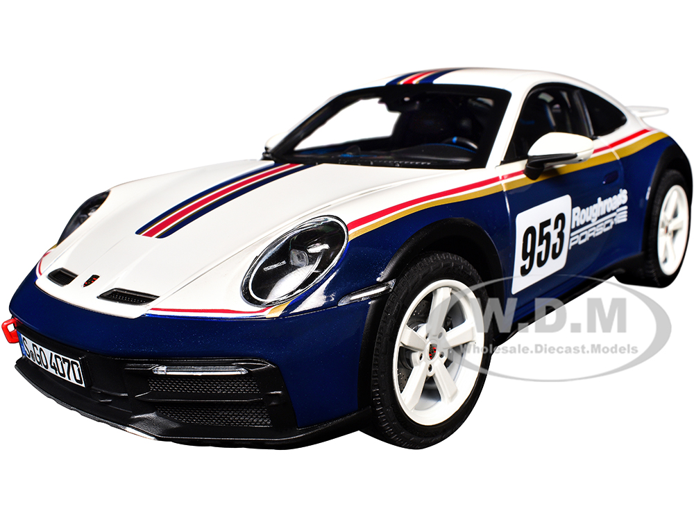 2023 Porsche 911 Dakar 953 "Roughroads Porsche" Blue and White with Stripes 1/18 Diecast Model Car by Norev