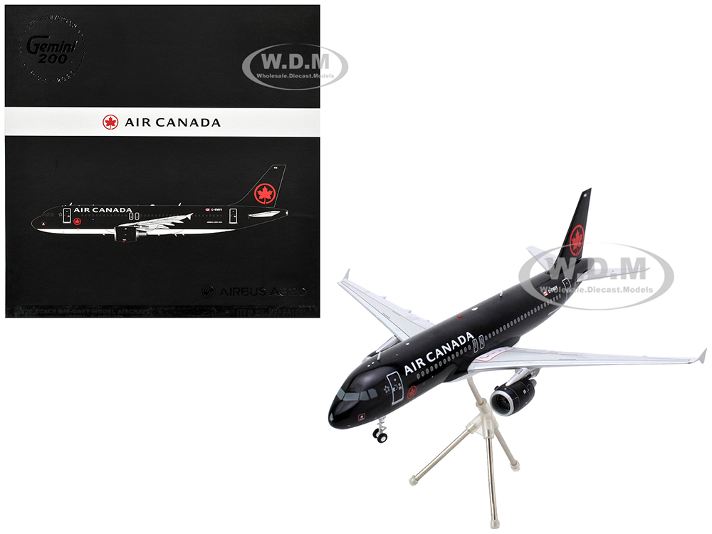 Airbus A320 Commercial Aircraft Air Canada (C-FNVV) Black Gemini 200 Series 1/200 Diecast Model Airplane by GeminiJets