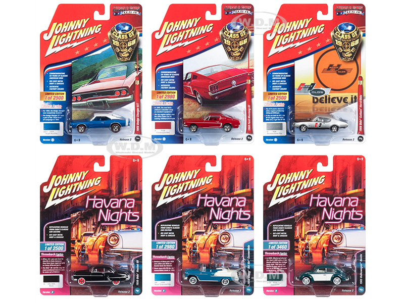 Muscle Cars Usa 2018 Release 2 Set B Of 6 1/64 Diecast Model Cars By Johnny Lightning