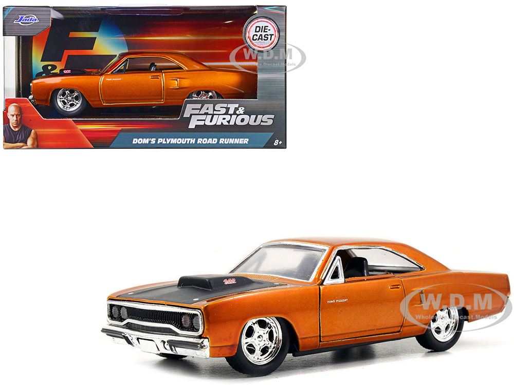 Doms Plymouth Road Runner Orange Metallic with Matt Black Hood Fast & Furious Series 1/32 Diecast Model Car by Jada