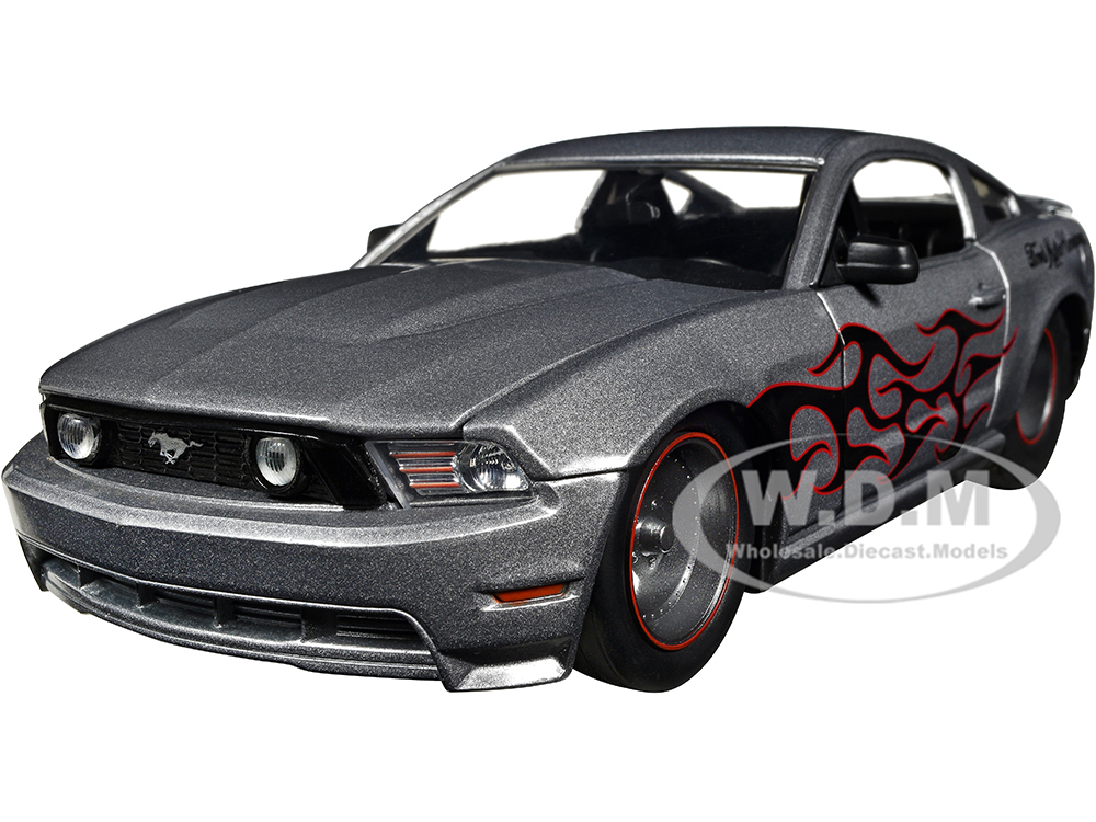 2010 Ford Mustang GT Gray Metallic with Flames Ford Motor Company Bigtime Muscle Series 1/24 Diecast Model Car by Jada