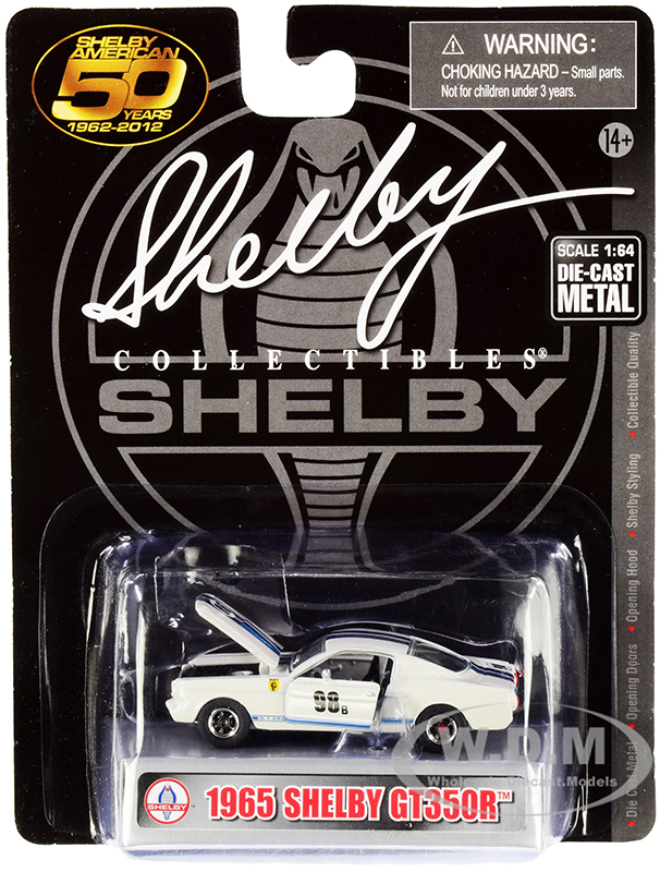 1965 Ford Mustang Shelby GT350R #98B Terlingua Racing Team White with Blue Stripes Shelby American 50 Years (1962-2012) 1/64 Diecast Model Car by Shelby Collectibles