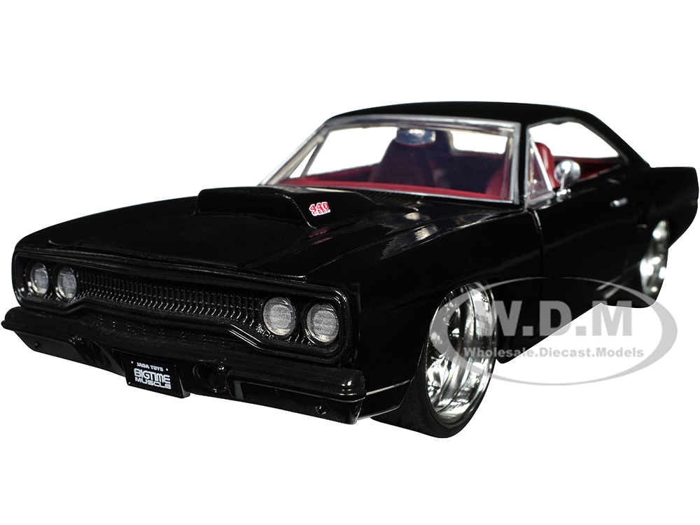 1970 Plymouth Road Runner 440 Black with Red Interior Bigtime Muscle Series 1/24 Diecast Model Car by Jada