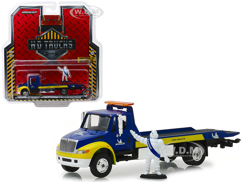 International Durastar Flatbed "michelin" With Michelin Man Figure "h.d. Trucks" Series 15 1/64 Diecast Model By Greenlight