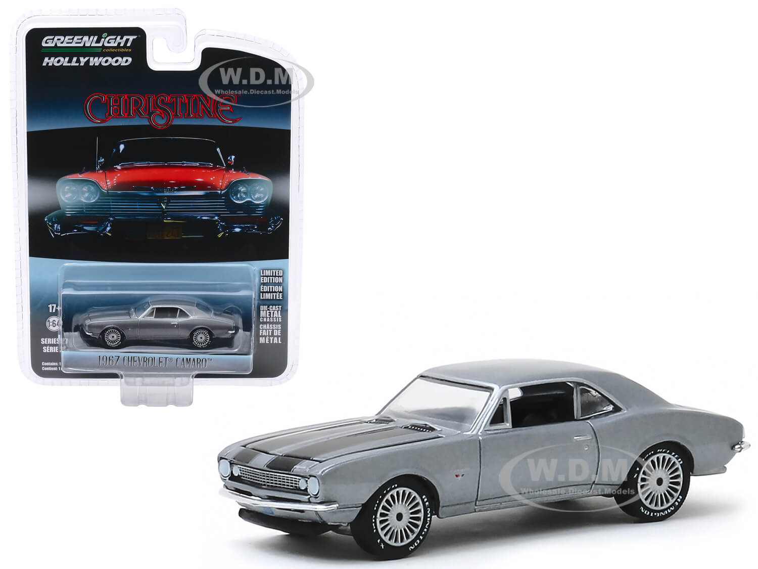 1967 Chevrolet Camaro Gray Metallic With Black Stripes (buddy Reppertons) "christine" (1983) Movie "hollywood Series" Release 27 1/64 Diecast Model C