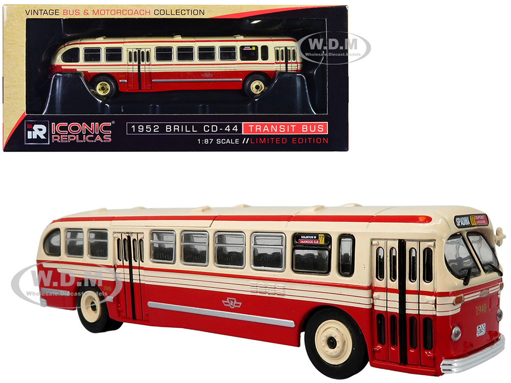 1952 CCF-Brill CD-44 Transit Bus TTC (Toronto Transit Commission) Spadina 77 Dupont-Lakeshore Vintage Bus &amp; Motorcoach Collection 1/87 (HO) Diecast Model by Iconic Replicas