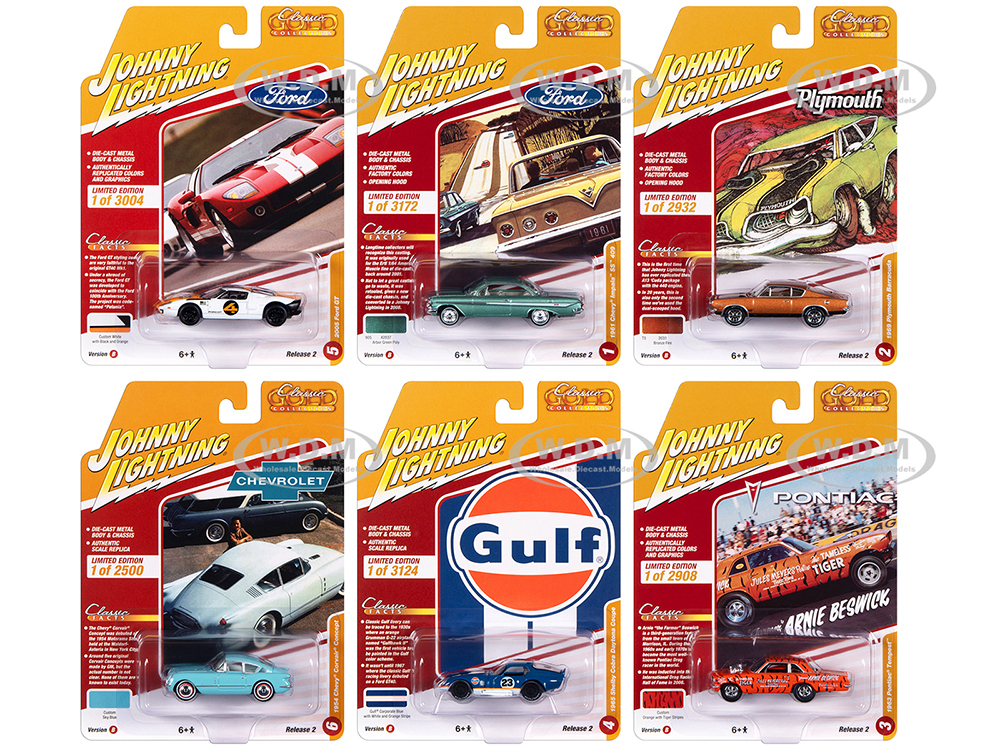 Classic Gold Collection 2023 Set B of 6 Cars Release 2 1/64 Diecast Model Cars by Johnny Lightning