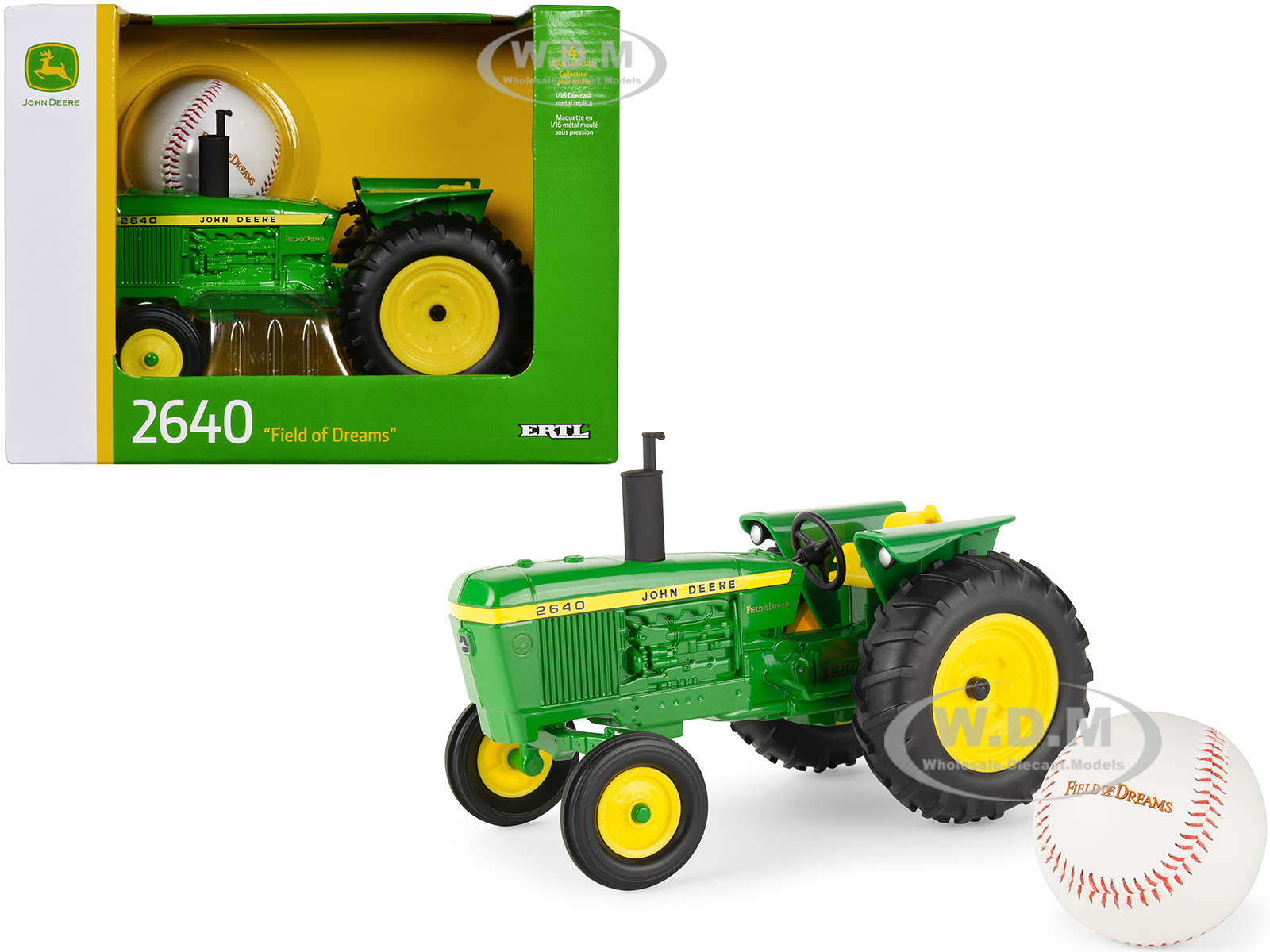 John Deere 2640 Tractor Green with Baseball Field of Dreams (1989) Movie 1/16 Diecast Model by ERTL TOMY