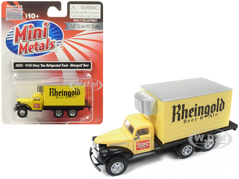 1941-1946 Chevrolet Box (reefer) Refrigerated Truck "rheingold Beer & Ale" Yellow 1/87 (ho) Scale Model By Classic Metal Works