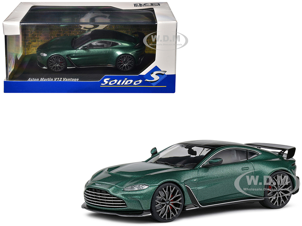 Aston Martin V12 Vantage Racing Green Metallic with Black Top 1/43 Diecast Model Car by Solido